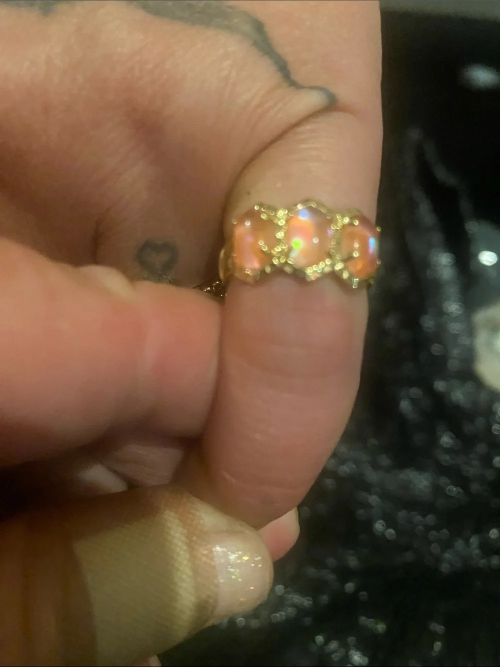 Kendra Scott Gold-Tone Ring with Three pink Opal Stones